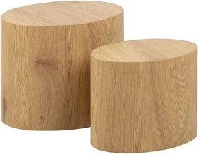 Zestaw 2 stolików pomocniczych w kolorze drewna Mice