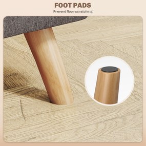 HOMCOM Pufa z wyściełaniem, imitacja lnu, drewniane nogi, maksymalne obciążenie 110 kg, szary