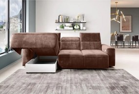 Narożnik COLOMBO Mini Prawostronny z elektryczną funkcją spania pojemnikiem PALLADIUM 08 Miedziany WERSAL