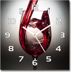 Zegar szklany kwadratowy Czerwone wino