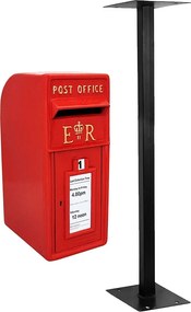 Czerwona skrzynka pocztowa Royal Mail z podstawką