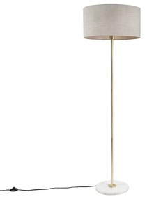 Lampa stojąca mosiądz z szarym kloszem 50 cm - Kaso Nowoczesny Oswietlenie wewnetrzne