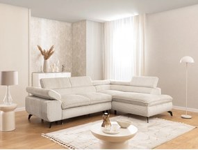 Kremowy sztruksowy narożnik (prawostronny/w kształcie litery L) Marbeya – Ropez