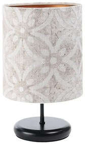 Czarna lampa stołowa z tkaninowym abażurem - 5X S364 B6-C49