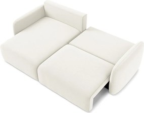 Kremowy aksamitny rozkładany/ze schowkiem narożnik (lewostronny/z szezlongiem) Kalena – Makamii