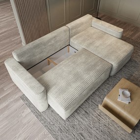 Masseno Narożnik NERI z funkcją spania i pojemnikiem na pościel Narozniki L, Rozkładana sofa - Jasnoszary, TILIA 83