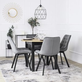 Zestaw 4x Krzesło Tapicerowane RICK do Salonu Szare Welurowe Nowoczesne Loft