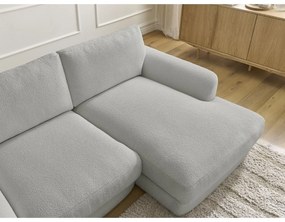 Jasnoszary narożnik z materiału bouclé (prawostronny/z szezlongiem) Leonore – Bobochic Paris