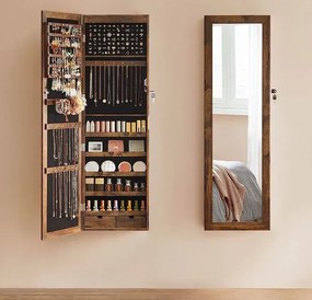 Industrialna ścienna szafka na biżuterię z led rustyklany brąz Z9-Z73