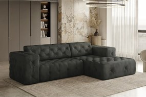 Narożnik w kształcie L LUX, tkanina Whisper, Grafitowy, Prawy