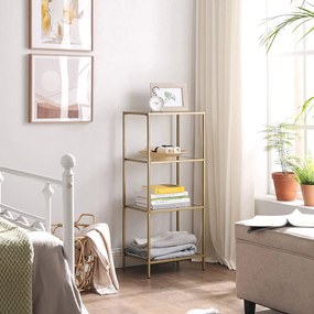 Regał w stylu glamour z 4 szklanymi półkami Aridea 28