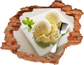 Naklejka 3D dziura na ścianę Lody na talerzu