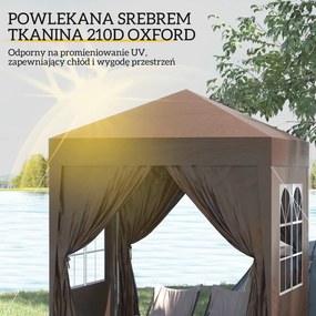 Outsunny Pawilon Składany z 4 Ścianami Bocznymi i 2 Oknami Stal Brązowy 2x2m | Aosom PL