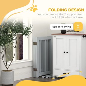 PawHut Bramka dla psa wolnostojąca 4 panele elastyczna drewno sosnowe jasnoszara | Aosom PL