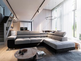 Masseno Narożnik SELVA z Funkcją Spania i Pojemnikiem na Pościel Narożnik L Rozkładana sofa – Szary MONOLITH 84 + MONOLITH 95