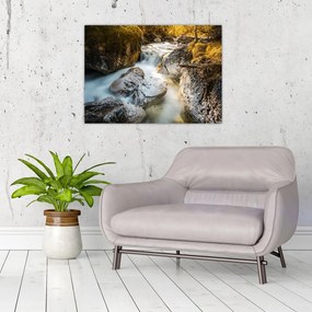 Obraz na szkle - Strumień leśny (70x50 cm)