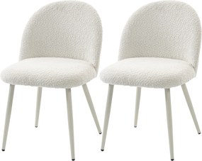 HOMCOM Krzesła do jadalni, krzesła kuchenne, miękkie tapicerowane chenille, 50,5 x 57,5 x 78,5 cm, kremowobiały | Aosom PL