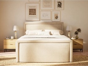 Beżowe łóżko kontynentalne ze schowkiem 160x200 cm Fresco – Maison de Rêve