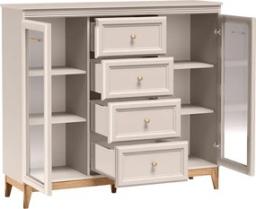 Witryna CUNEO 125,5 x 141,5 cm, Stojąca witryna do Salonu, Kaszmir