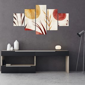 Obraz - Rośliny i okręgi (125x70 cm)