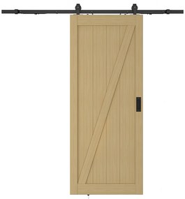 Drzwi przesuwne naścienne z drewna i MDF - Naturalny jasny - wys. 205 x szer. 93 cm - BALERMA