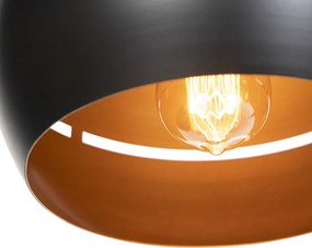Designerska lampa wisząca czarna ze złotym wnętrzem 3-światłowa - Buell