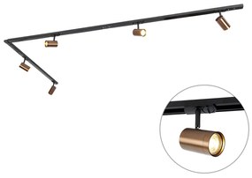 Nowoczesny system szynowy 1-fazowy w komplecie z 5 reflektorami WiFi GU10 w kolorze ciemnego brązu - Jeana Nowoczesny Oswietlenie wewnetrzne
