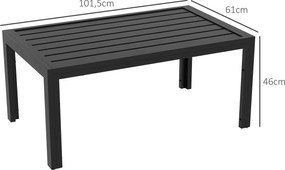 Outsunny Stolik Balkonowy z Stali Prostokątny Kawiarniany Odporny na Warunki Atmosferyczne Stół Ogrodowy 101,5x61x46 cm Czarny