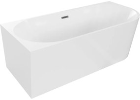 Mexen Mia wanna wolnostojąca narożna lewa 180 x 80 cm, biała, przelew gun gray szczotkowany - 52691808000L-66