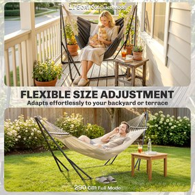 Outsunny Stelaż do hamaka, regulowany, składany, przenośny stojak z torbą, 290x78x100 cm, czarny | Aosom PL