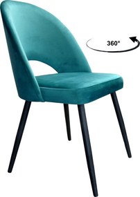 Krzesło Polo tkanina Welur noga metalowa krzesło tapicerowane do jadalni : Kolor nogi - Czarna stożek, Kolor tkaniny - VELVET - MG20, Typ siedziska - Siedzisko obrotowe 360°