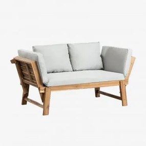 3-osobowa Sofa Ogrodowa Z Regulacją Z Drewna Akacjowego Guille Jasnoszary - Sklum
