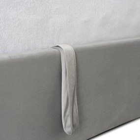 Łóżko Tapicerowane 140x200 cm MARSYLIA ze Stelażem i Pojemnikiem Dwuosobowe Welurowe Szare