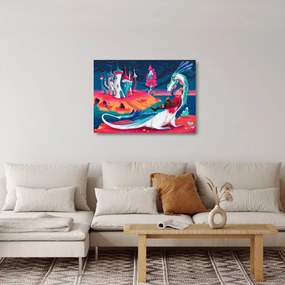 Obraz na szkle - Książę i smocza księżniczka (70x50 cm)