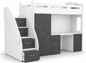 Łóżko piętrowe Cut Plus 80x200 z biurkiem szafą schodami i szufladami dla dzieci