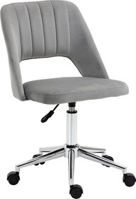 Vinsetto Regulowany wysokością fotel biurowy na kółkach, obrót 360°, kształt muszli, pianka, 49 x 60 x 79-91 cm, Szary