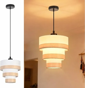 Lampa wisząca Nettlife w stylu vintage do jadalni - 1-punktowa lampa wisząca z tkaniny, styl retro, E27, regulowana wysokość (żarówka nie jest dołączona)