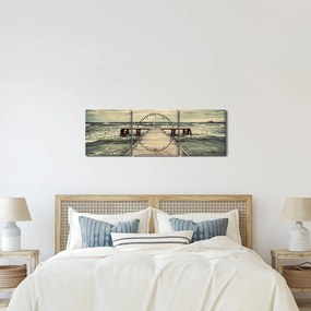 Obraz drewnianego molo na morzu (z zegarem) (90x30 cm)