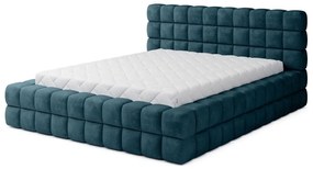 Niebieskie tapicerowane łóżko dwuosobowe ze schowkiem ze stelażem 180x200 cm Dizzle – ELTAP