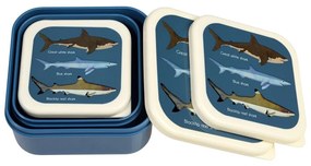 Ciemnoniebieskie pojemniki śniadaniowe dla dzieci 3 szt. Sharks – Rex London