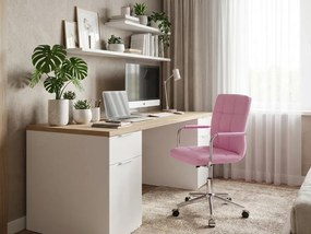 Fotel biurowy Q-022 z ekoskóry, różowy