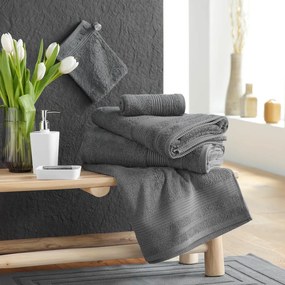 Ciemnoszary bawełniany ręcznik frotte 30x50 cm Tendresse – douceur d'intérieur
