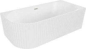 Mexen Gia wanna wolnostojąca narożna ryflowana prawa 170 x 80 cm, biała mat, przelew nikiel szczotkowany - 52701708001P-97