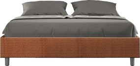 Łóżko wyposażone w stelaż z listwami z pojemnikiem tapicerowane 160x190 tkaniny Labirinto 04 Pomarańczowy Azelia