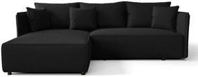 Czarna rozkładana nowoczesna sofa narożna - Tentis