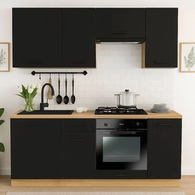 Zestaw Mebli Kuchennych MODERN 200 cm Czarny Loftowy