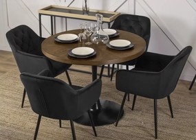 Elegancki stół Murray – nowoczesny okrągły stół o średnicy 100 cm na czarnej metalowej nodze z laminowanym blatem