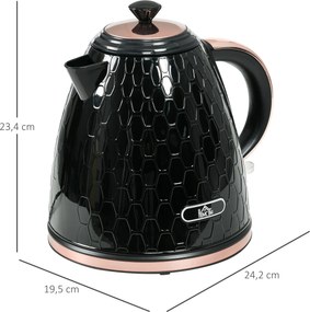 HOMCOM Czajnik, 2200W, okno widokowe, filtr, szybki czajnik, Czarny