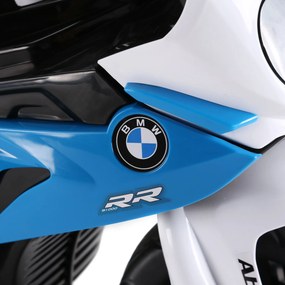 HOMCOM Elektryczny motocykl dla dzieci BMW S1000RR 6V z reflektorem i muzyką 2,5 km/h dla dzieci 18–36 miesięcy Niebieski | Aosom PL