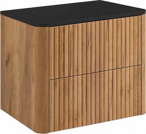 Szafka łazienkowa 60, Dąb craft, blat czarny, 60,8 x 44,2 x 50 cm